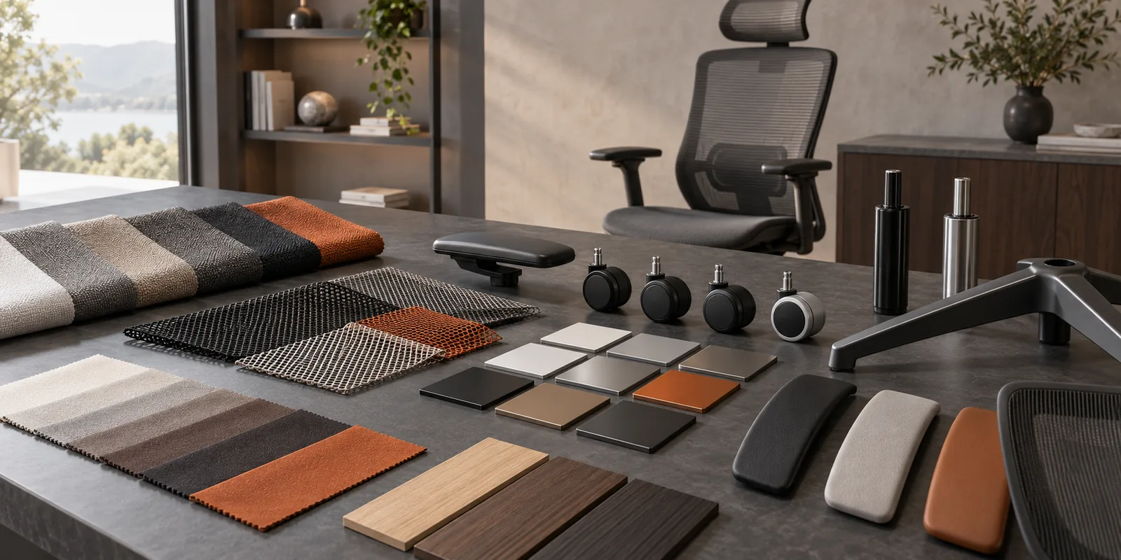 Office chair materials and configurable components